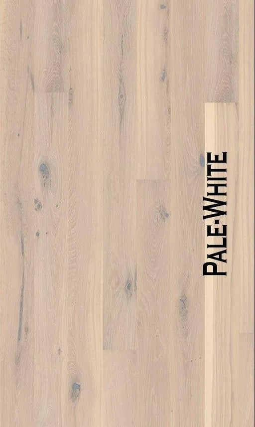 Canadian Standard BOEN Live Pure Pale White Oak engineered hardwood flooring featuring 5.4-inch wide planks with pale oak tones and natural grain
