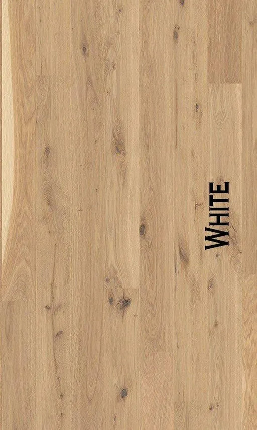 Canadian Standard BOEN Live Pure White Oak engineered hardwood flooring featuring 5.4-inch wide planks with natural wood grain