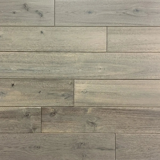 Canadian Standard Brand Coverings Metropolis Acacia solid hardwood flooring featuring 4 3/4-inch wide planks with handscraped and wirebrushed wood grain texture