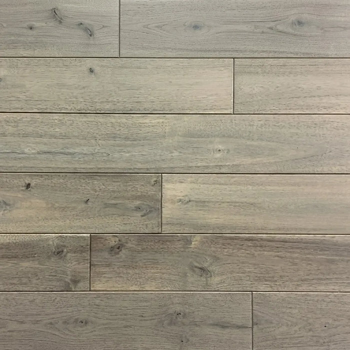 Canadian Standard Brand Coverings Metropolis Acacia solid hardwood flooring featuring 4 3/4-inch wide planks with handscraped and wirebrushed wood grain texture