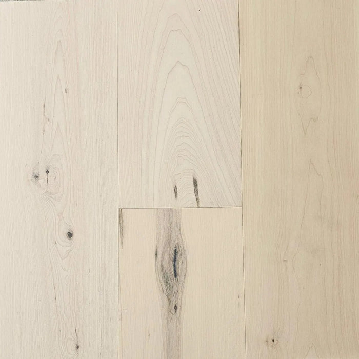 Canadian Standard Brand Surfaces Berkeley Maple engineered hardwood flooring featuring 6.5-inch wide planks with natural maple grain and wirebrushed texture
