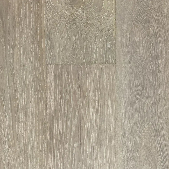 Canadian Standard Brand Surfaces Offshore Grey Oak engineered hardwood flooring featuring 6-inch wide planks with handscraped and wirebrushed texture