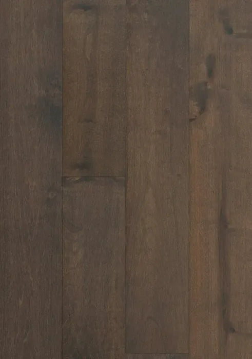 Canadian Standard Brand Surfaces Pottery Barn Maple engineered hardwood flooring featuring 7.5-inch wide planks with wirebrushed texture