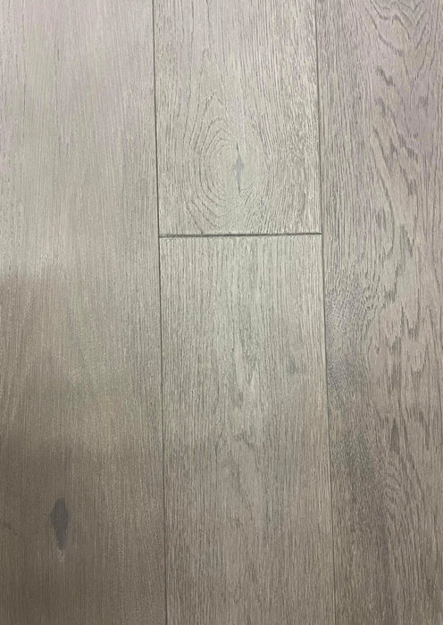 Canadian Standard Brand Surfaces Sapphire Grey Hickory HDF engineered click flooring featuring 6.5-inch wide planks and brushed wood texture