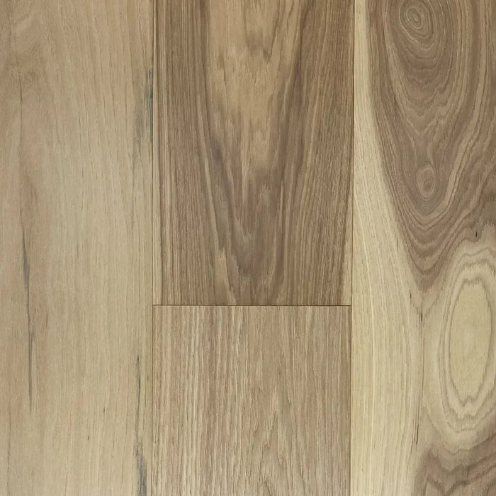 Canadian Standard Brand Surfaces Ventura Hickory engineered hardwood flooring featuring 6.5-inch wide planks with wirebrushed texture