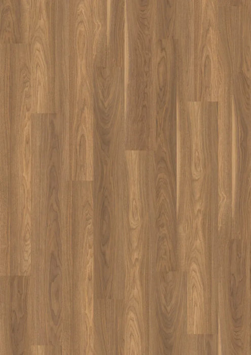 Canadian Standard EGGER PRO Mansonia Walnut 12mm laminate flooring featuring 7.6-inch wide planks with realistic walnut-look grain detailing