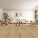 Canadian Standard Sora Evion 9 waterproof WPC vinyl flooring featuring wide wood-look planks with realistic natural grain detailing in a living room