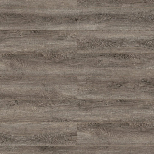 Canadian Standard Inhaus Elandura Caraway waterproof rigid core vinyl flooring featuring grey wood-look grain, medium colour variation and 6.81-inch-wide planks