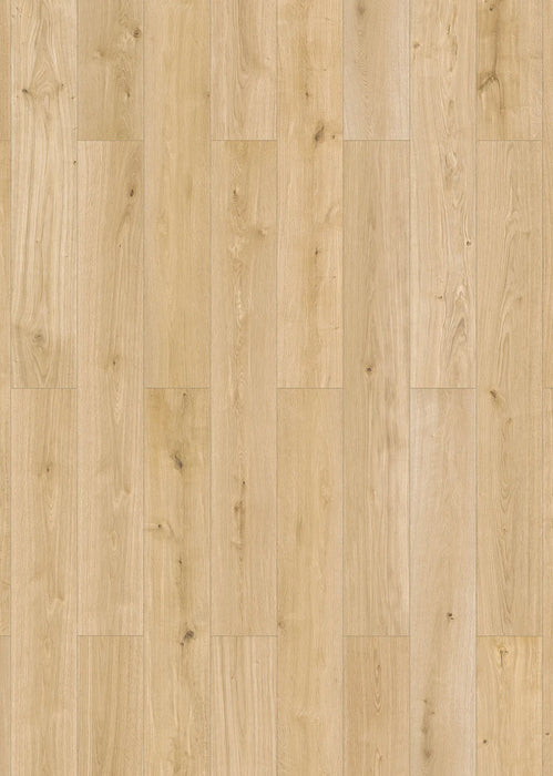 Canadian Standard Inhaus Elandura Gilmour 5mm waterproof rigid core vinyl flooring featuring light blonde wood-look grain with light tonal variation plank layout