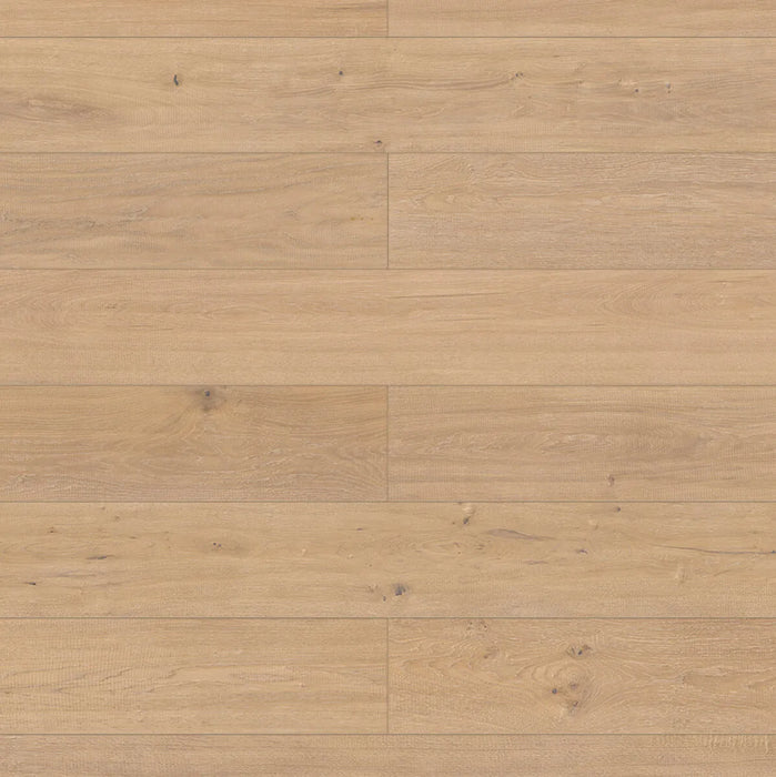 Canadian Standard Inhaus Elandura Sutter 5mm waterproof rigid core vinyl flooring featuring light blonde wood-look grain with medium tonal variation