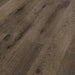 Canadian Standard Inhaus Elandura Terra 5mm waterproof rigid core vinyl flooring featuring dark brown oak-look grain with medium tonal variation plank detail closeup