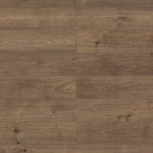 Canadian Standard Inhaus Elandura Tuscan 5mm waterproof rigid core vinyl flooring featuring dark brown wood-look grain with medium tonal variation