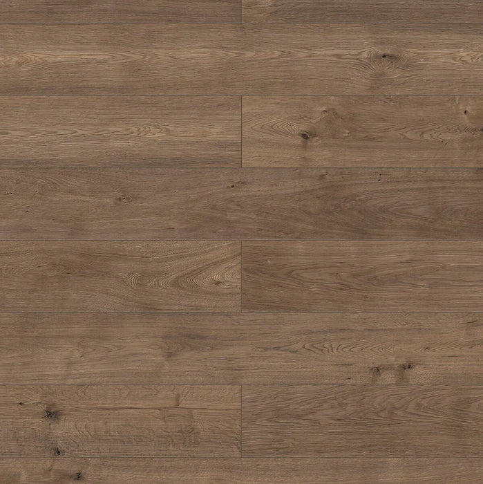 Canadian Standard Inhaus Elandura Tuscan 5mm waterproof rigid core vinyl flooring featuring dark brown wood-look grain with medium tonal variation