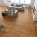 Canadian Standard Inhaus Elandura Umber 5mm waterproof rigid core vinyl flooring featuring medium russet wood-look grain with light tonal variation in a living room
