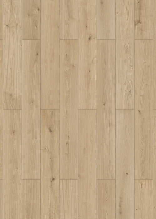 Canadian Standard Inhaus Elandura Urban 5mm waterproof rigid core vinyl flooring featuring light beige wood-look grain with subtle tonal variation plank layout