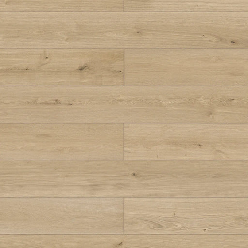 Canadian Standard Inhaus Elandura Urban 5mm waterproof rigid core vinyl flooring featuring light beige wood-look grain with subtle tonal variation