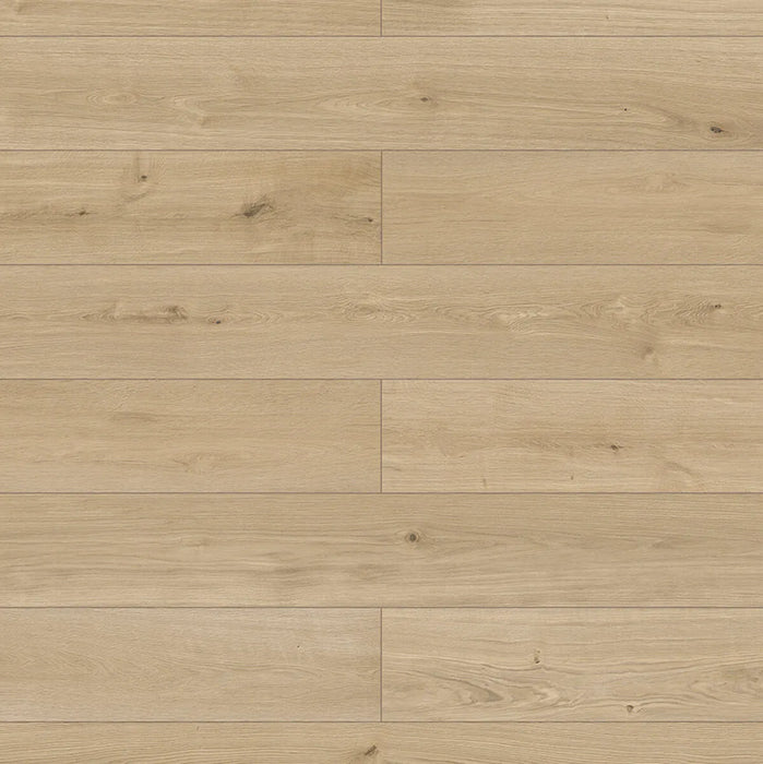 Canadian Standard Inhaus Elandura Urban 5mm waterproof rigid core vinyl flooring featuring light beige wood-look grain with subtle tonal variation