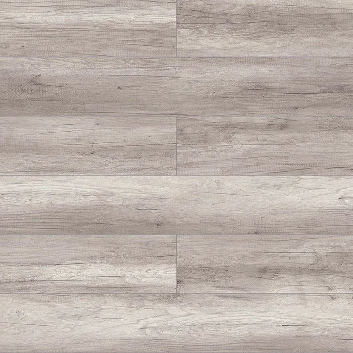 Canadian Standard Inhaus Inspiration Lamdura Oak Light Grey 8mm water-resistant laminate flooring featuring light grey oak-look wood grain