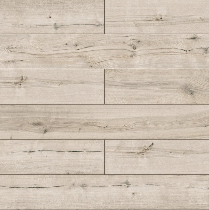 Canadian Standard Inhaus Inspiration Lamdura Sedgwick 8mm water-resistant laminate flooring with 7.56-inch-wide wood-look planks and realistic grain