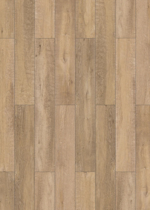Canadian Standard Inhaus Inspiration Lamdura Selkirk 10mm water-resistant laminate flooring with realistic wood-grain detailing and 2mm attached pad plank layout