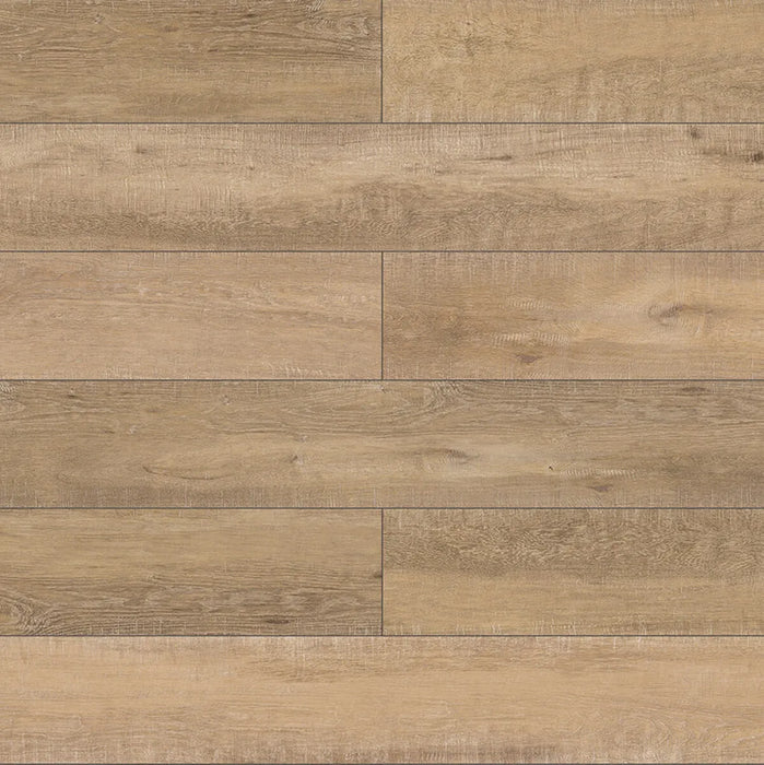 Canadian Standard Inhaus Inspiration Lamdura Selkirk 8mm water-resistant laminate flooring featuring natural wood-look grain and 7.56-inch-wide planks