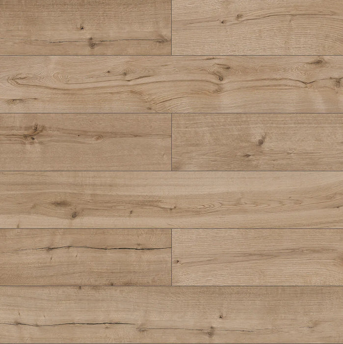 Canadian Standard Inhaus Inspiration Lamdura Woodside 10mm water-resistant laminate flooring with natural wood-look grain and 2mm attached acoustic pad
