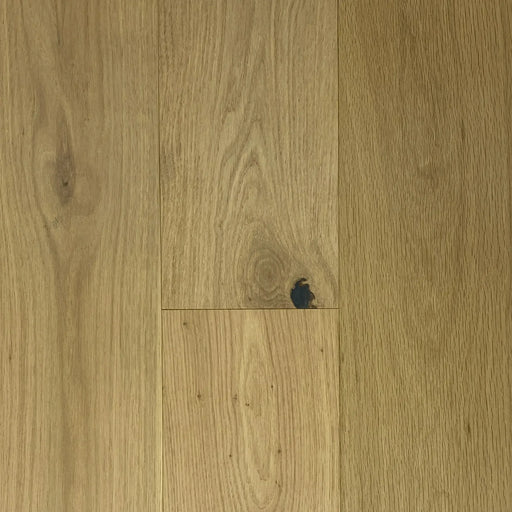 Canadian Standard Novella Atwood Oak engineered hardwood flooring featuring 6.5-inch wide planks with natural wood grain and wirebrushed texture