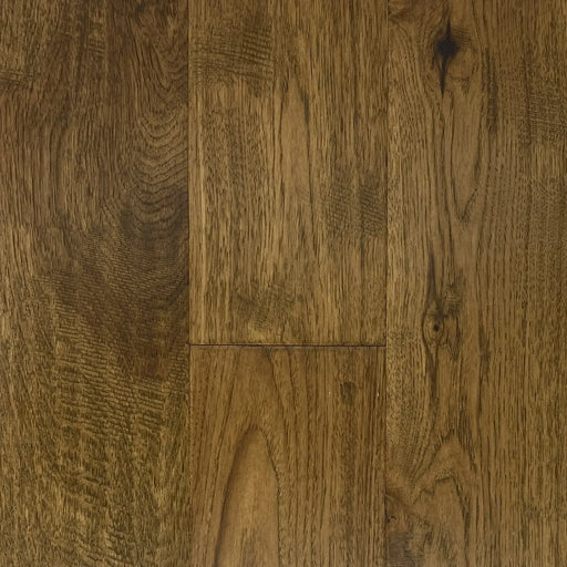 Canadian Standard Novella Dickens American Hickory engineered hardwood flooring with 6.5-inch wide planks, natural grain variation and wirebrushed matte texture