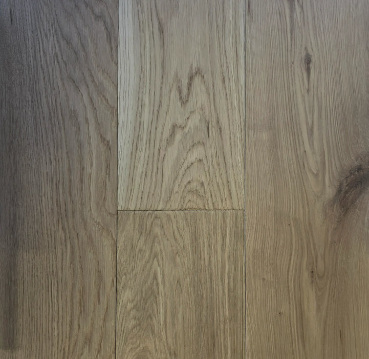 Canadian Standard Origins Arlington Oak engineered hardwood flooring with 6.5-inch wide planks, natural wood grain and a sawn-cut smoked finish