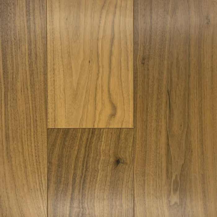 Canadian Standard Origins Duchy Estate (Flat Finish) American Walnut engineered hardwood flooring featuring 7.5-inch wide planks with flat finish and natural walnut grain