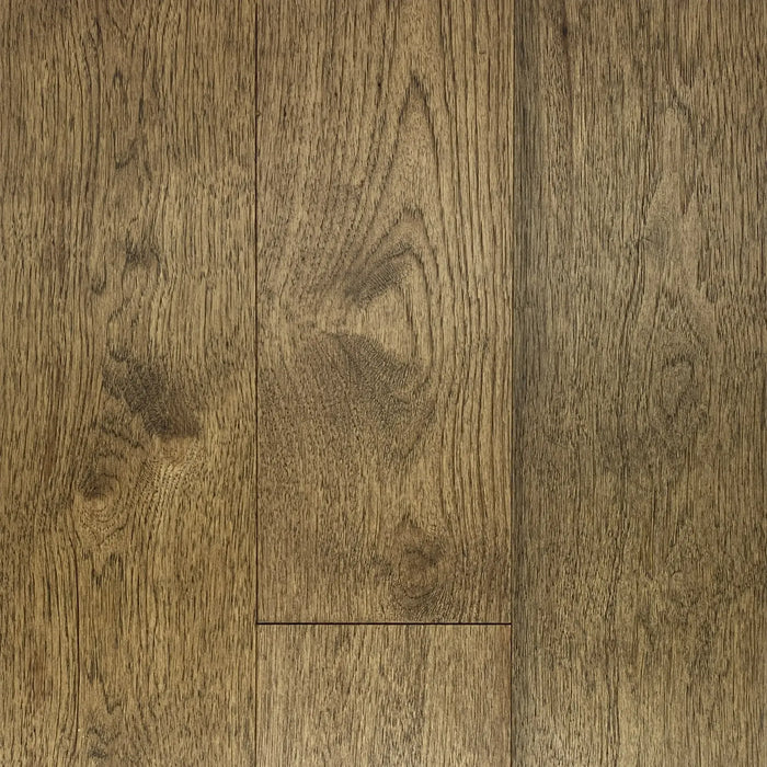 Canadian Standard Origins Forest Trail American Hickory engineered hardwood flooring featuring 6.5-inch wide planks with wirebrushed wood grain texture