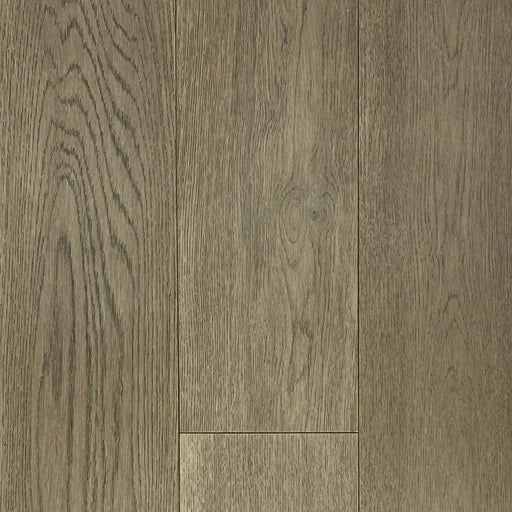Canadian Standard Origins Planetary Silver European Oak engineered hardwood flooring featuring 6.5-inch wide planks and a wirebrushed wood grain texture