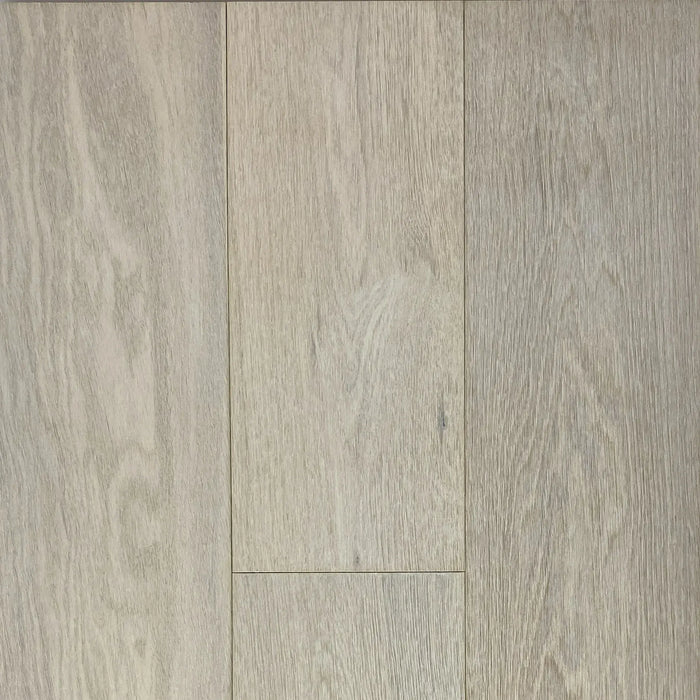 Canadian Standard Origins Subtle White European Oak engineered hardwood featuring 6.5-inch wide wirebrushed planks