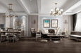 Canadian Standard Origins XL Barrymore American Hickory engineered hardwood flooring featuring 7.5-inch wide planks with natural wood grain and wirebrushed texture in a living room