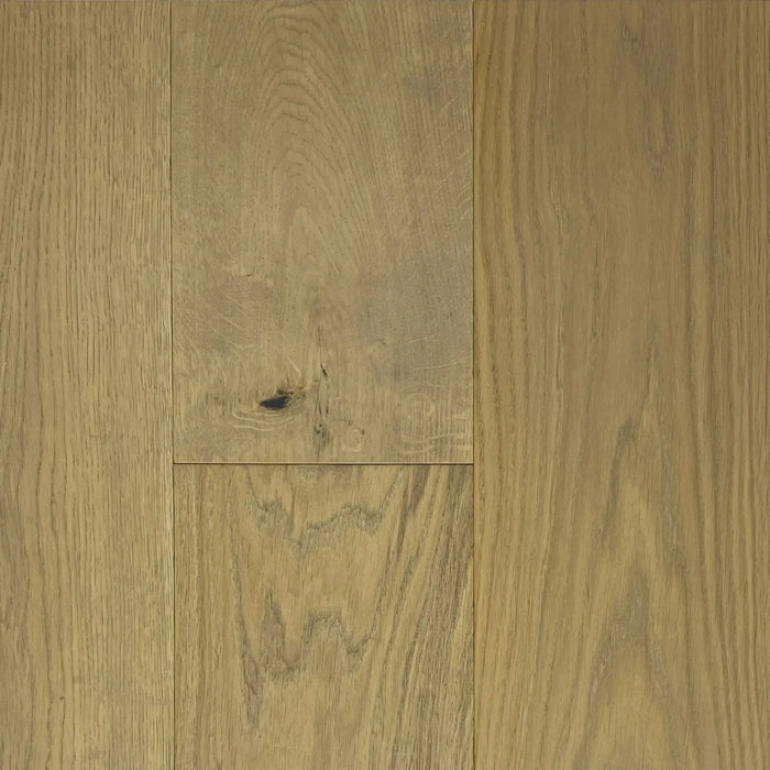 Canadian Standard Origins XL Charlotte Smoked European Oak engineered hardwood flooring featuring 7.5-inch wide planks with natural grain and wirebrushed texture