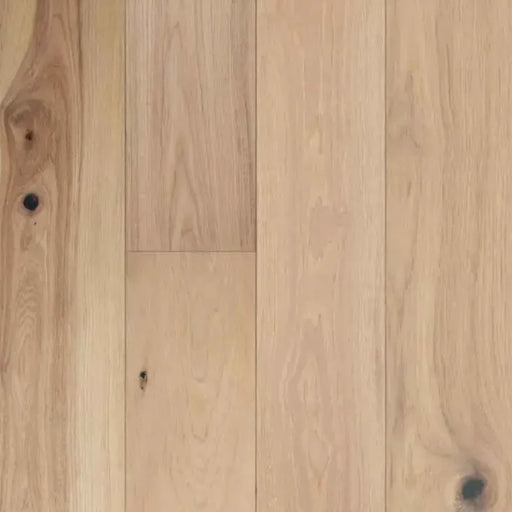 Canadian Standard Origins XL Claremore American Hickory engineered hardwood flooring featuring 7.5-inch wide planks with natural wood grain and wirebrushed texture