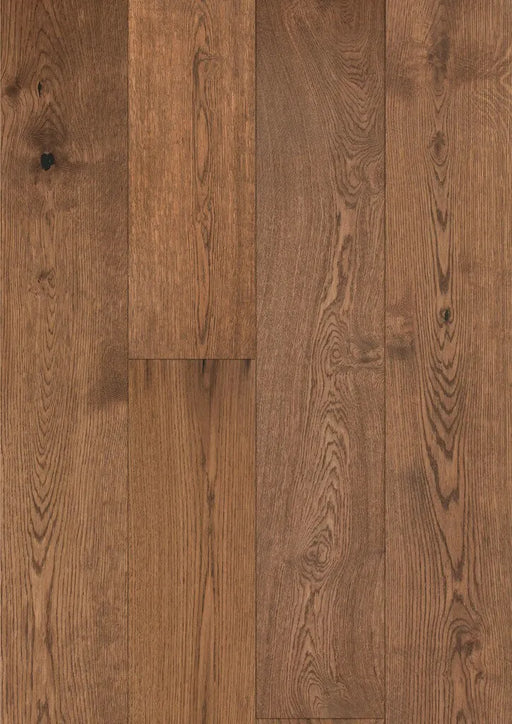 Canadian Standard Origins XL Hudson Oak engineered hardwood flooring featuring 7.5-inch wide planks with handscraped and wirebrushed texture