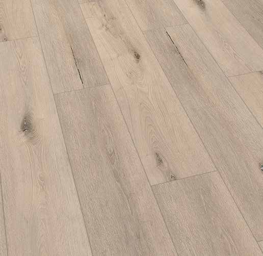 Canadian Standard Ridgecrest Wood Land 8mm waterproof laminate flooring with 7.72-inch-wide planks, matte finish and timber-inspired grain design plank detail closeup