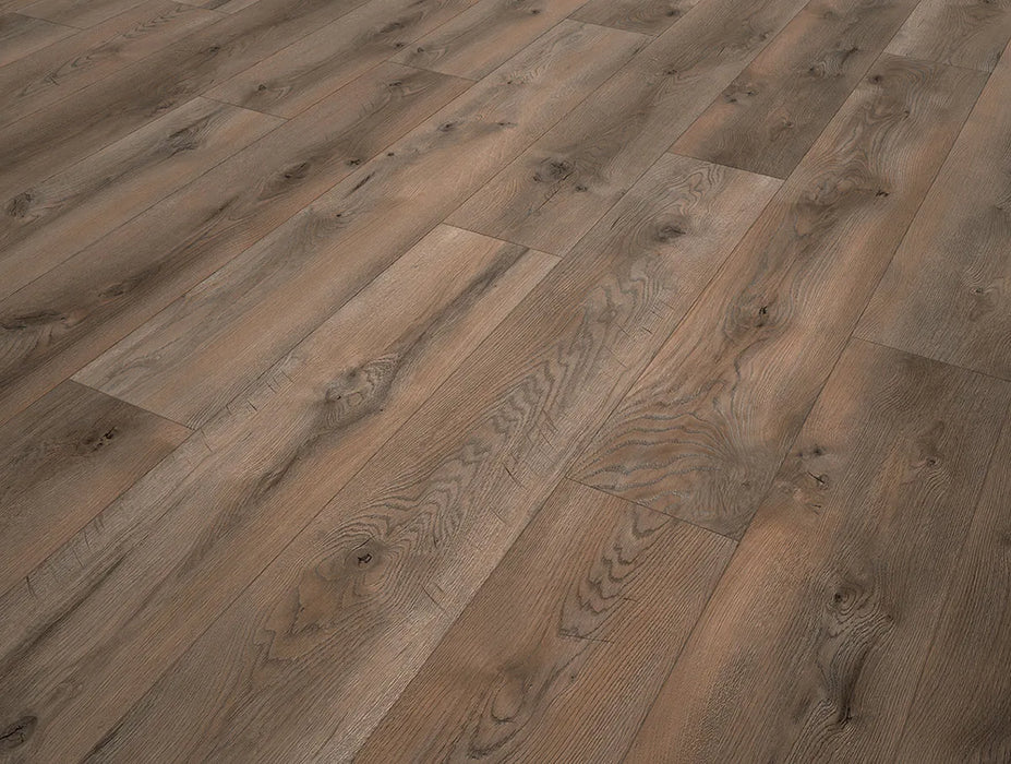 Canadian Standard SONO Eclipse Coffee Oak 5.5mm flooring featuring 8-inch wide wood-look planks with oak-inspired grain detail closeup