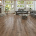 Canadian Standard SONO Eclipse Coffee Oak 5.5mm flooring featuring 8-inch wide wood-look planks with oak-inspired grain in a living room