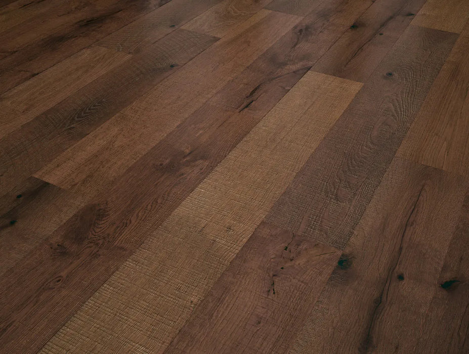 Canadian Standard SONO Eclipse Liberty Oak flooring featuring 8-inch wide wood-look planks with realistic oak grain detail closeup