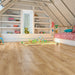 Canadian Standard SONO Eclipse Sandhill Oak flooring featuring 8-inch wide planks with realistic oak-inspired grain in bedroom