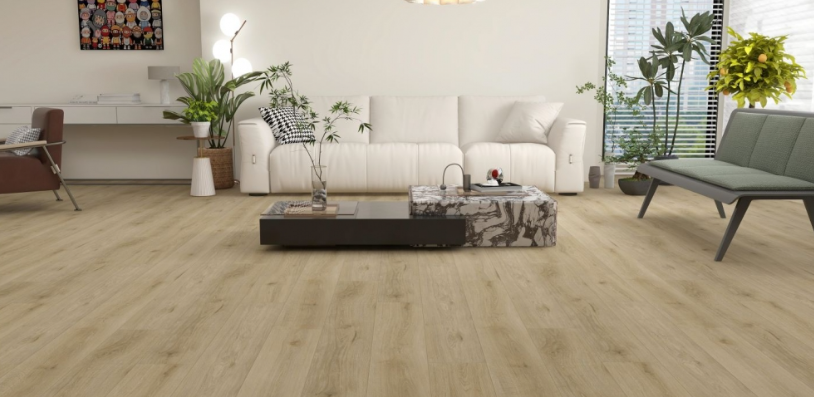 NAF AquaPlus Classic Bali 7mm waterproof rigid core vinyl plank flooring with textured finish and click-lock installation in living room