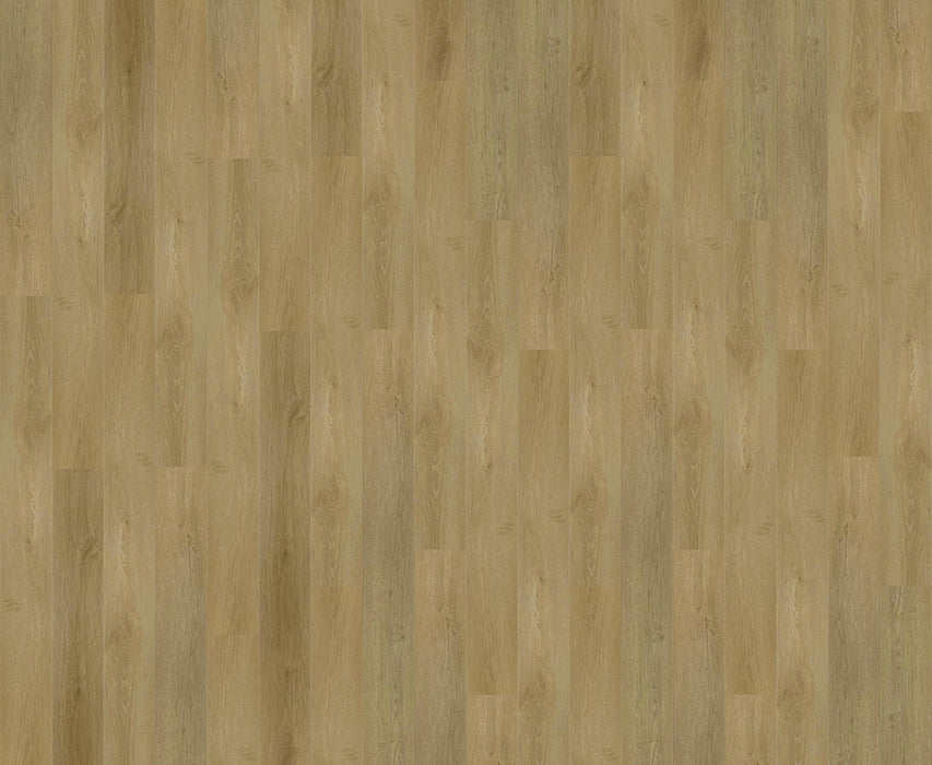 NAF AquaPlus Gold with Cork Shangri-La 7mm waterproof SPC vinyl plank flooring with textured wood grain and attached cork backing layout overview