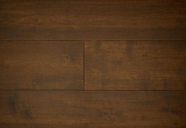 NAF Cappuccino Maple engineered hardwood flooring featuring 6.5-inch planks with natural maple grain and a handscraped surface