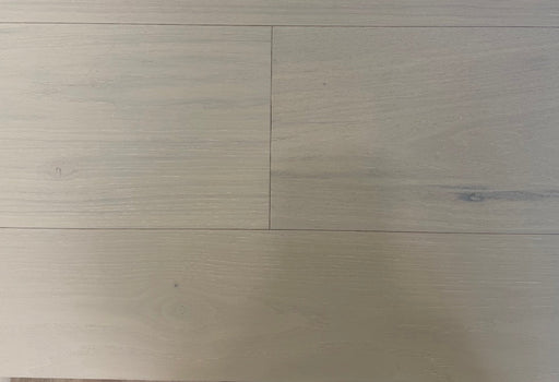 NAF Earl Grey Hickory engineered hardwood flooring with 7.5-inch wide planks, natural wood grain and a wirebrushed surface