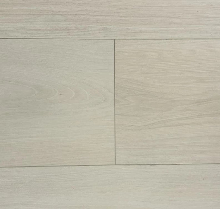 NAF Harbour Mist 14mm waterproof laminate flooring featuring 7.7-inch wood-look planks with a realistic 4D textured finish