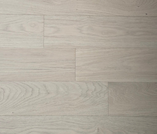 NAF Harvest Gold European White Oak engineered hardwood flooring featuring 5-inch planks with natural oak grain and a wirebrushed finish