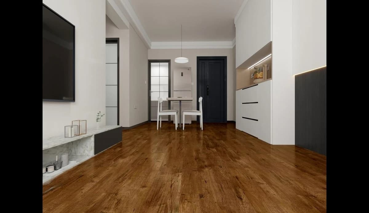 NAF Heritage Maple 14mm waterproof laminate flooring featuring 7.7-inch wood-look planks with a realistic 4D textured finish in a living room