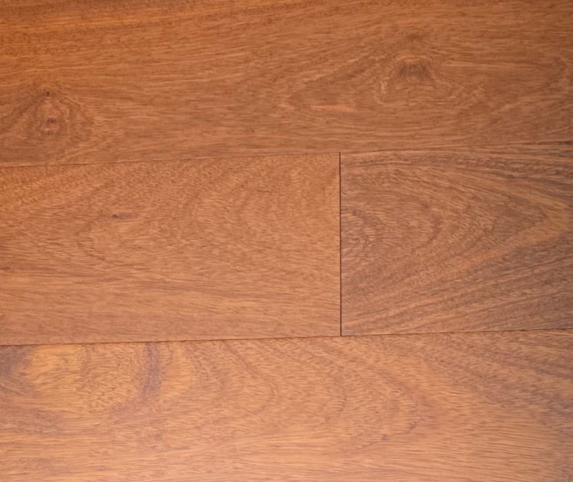 NAF Mahogany Rosewood engineered hardwood flooring featuring 6-inch planks with distinctive natural wood grain and a smooth finish